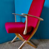 Paire de fauteuils rouges Danemark 1950