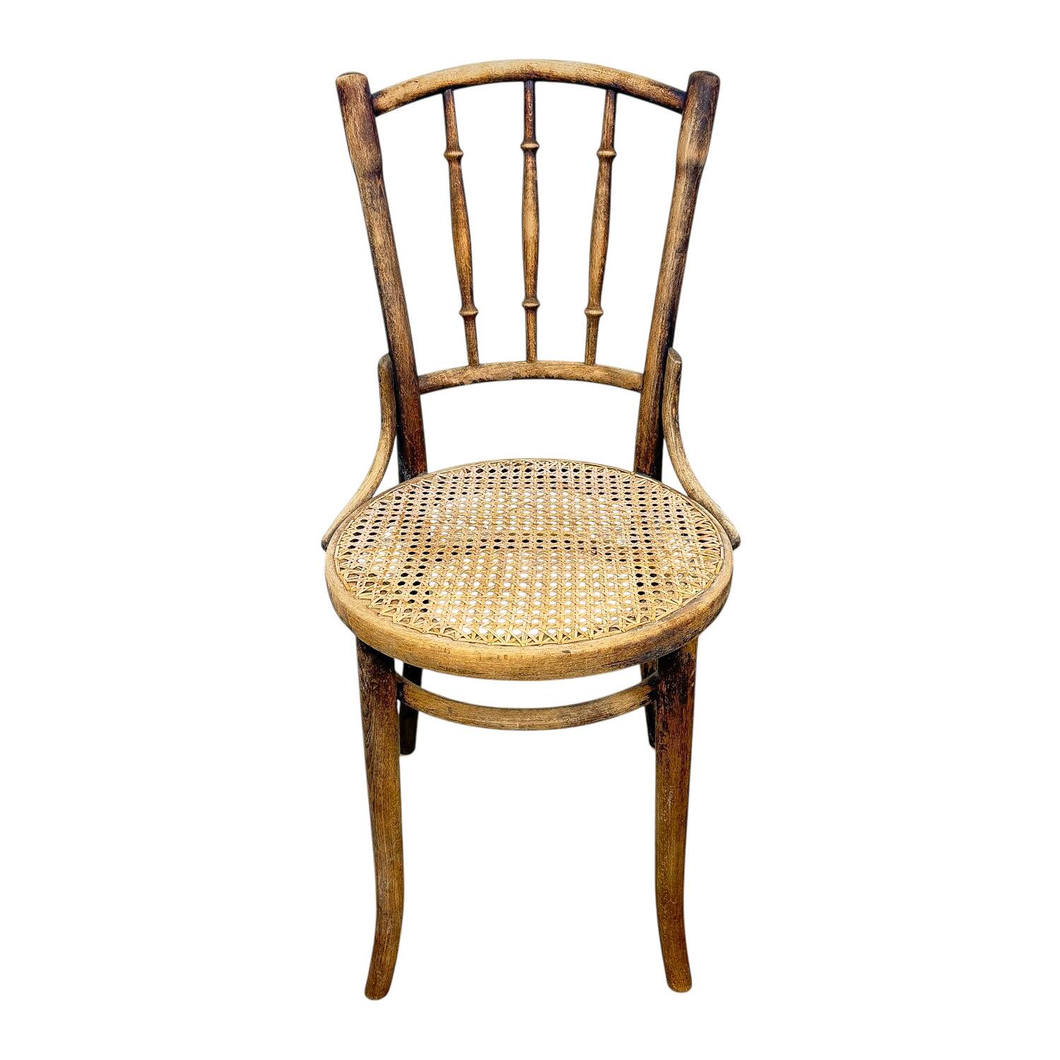Antique Thonet Bentwood Chair Cane Seat