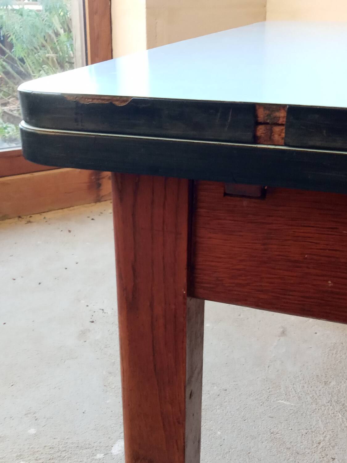 Formica and oak table, extendable, 1950s
