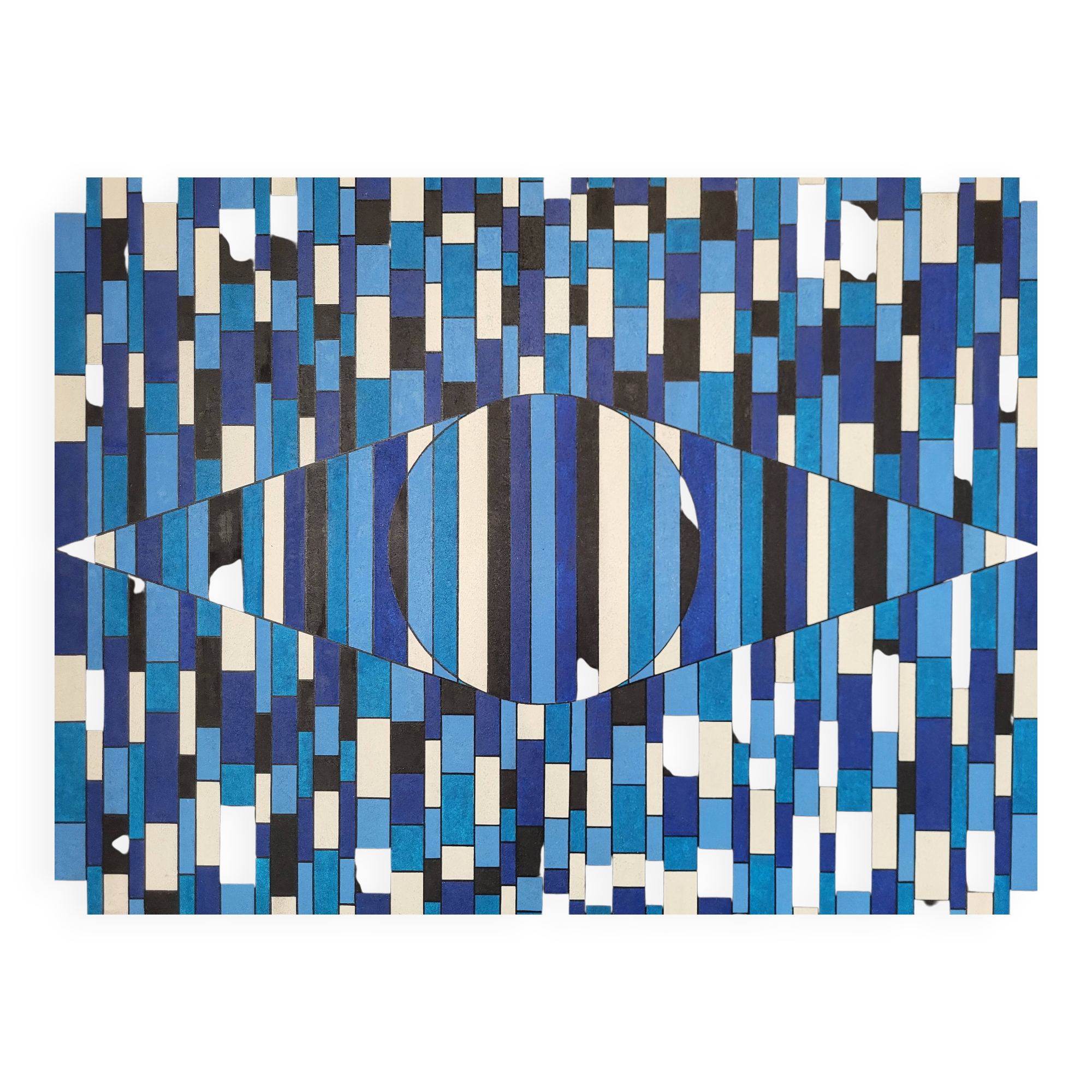 Blue lines HST oil on canvas signed Francis Bobin 2023