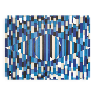 Blue lines HST oil on canvas signed Francis Bobin 2023