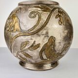 Art Nouveau monkey and plant vase E.Chapelle