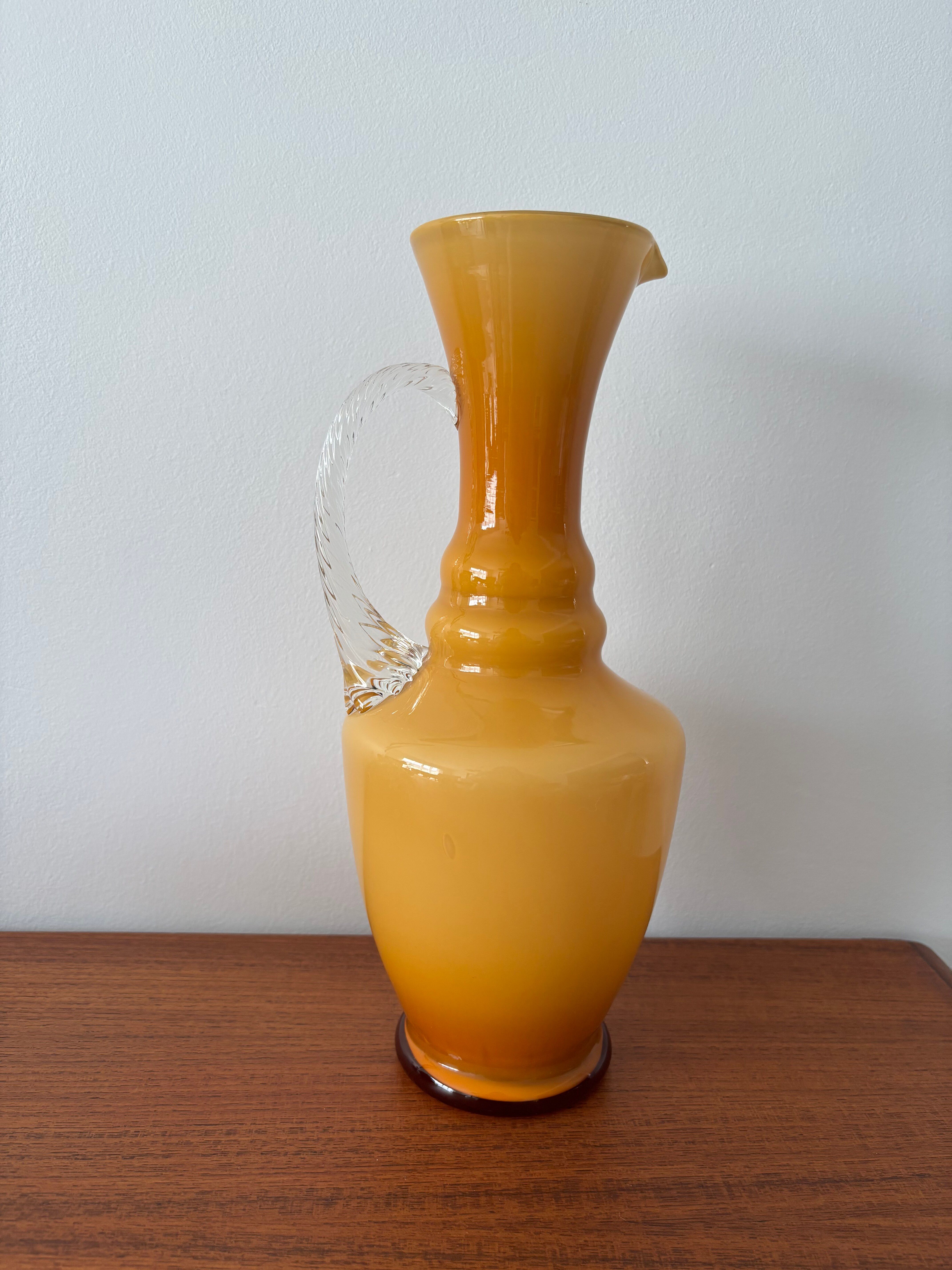 Vintage amber opaline vase retro mid-century glassware
