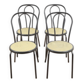 Bistro chairs, imitation cane seat.