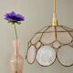 Suspension abat-jour vintage en nacre et laiton