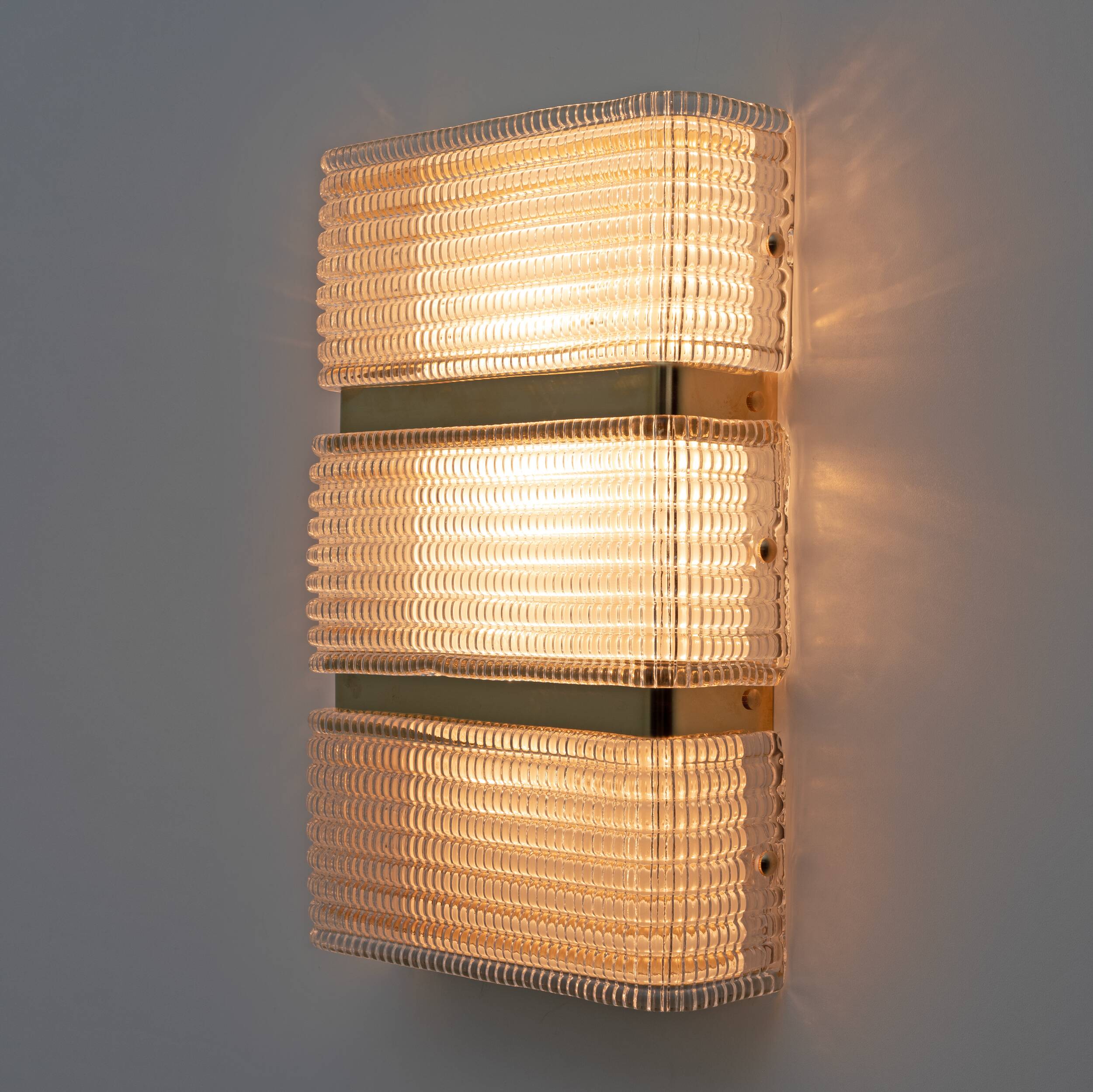 Pair of Modern Italian Murano Glass and Brass Sconces