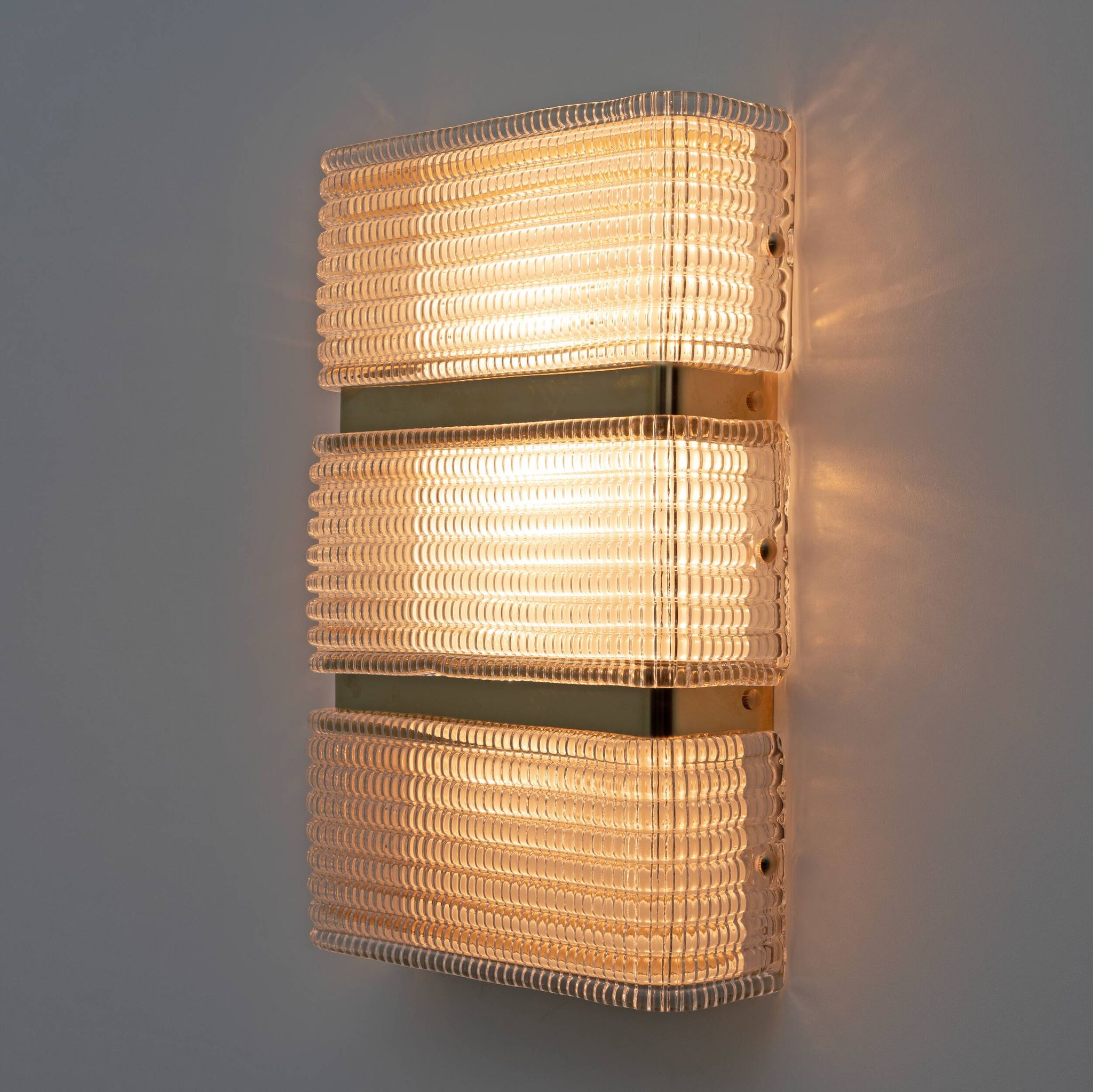 Pair of Modern Italian Murano Glass and Brass Sconces