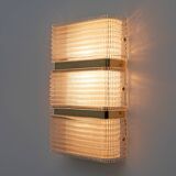 Pair of Modern Italian Murano Glass and Brass Sconces