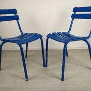 14 blue metal bistro chairs