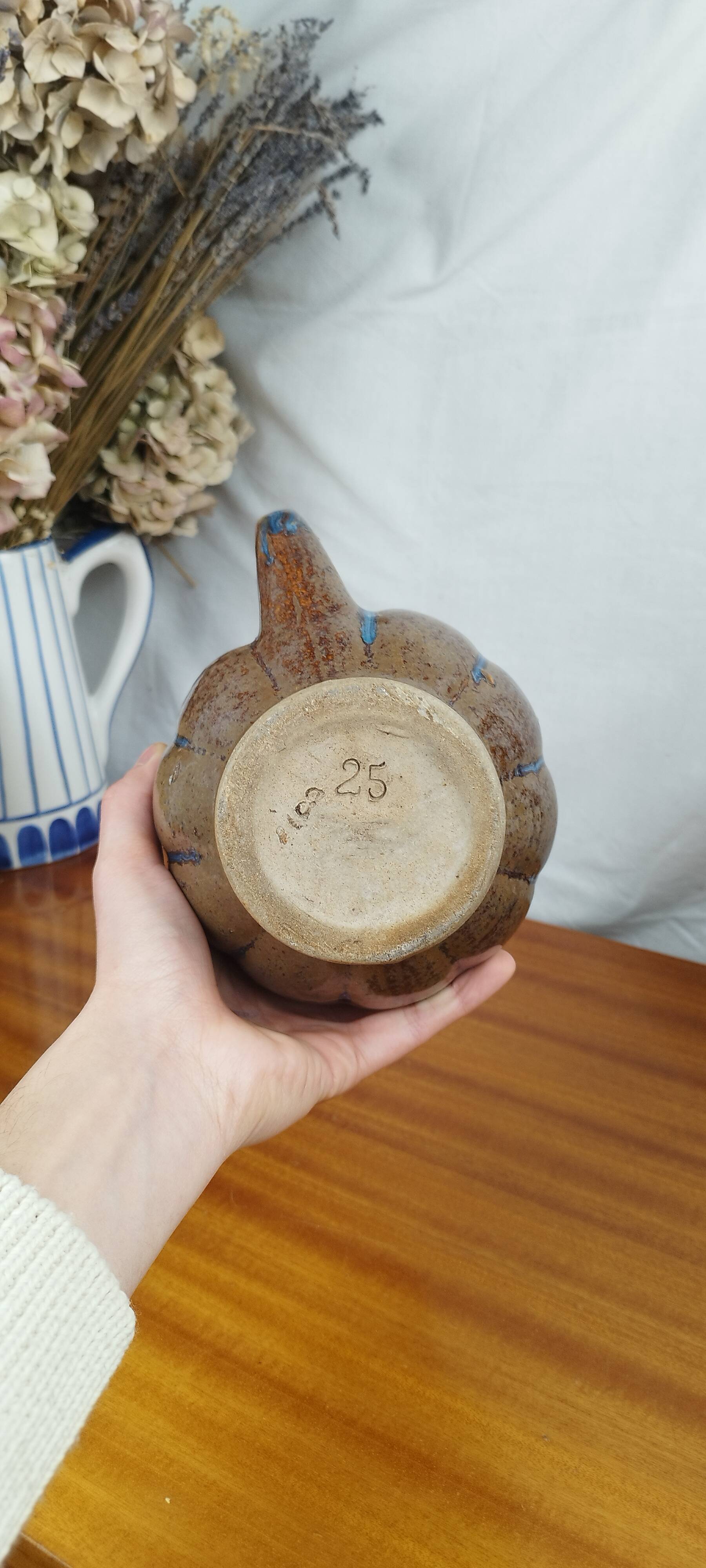 Stoneware Pitcher or Carafe in the Shape of a Pumpkin, Art Deco Period 1930s