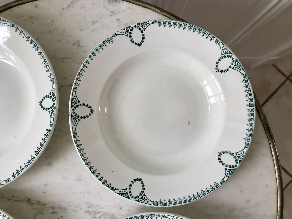 4 hollow plates Terre de Fer Saint-Amand early twentieth century