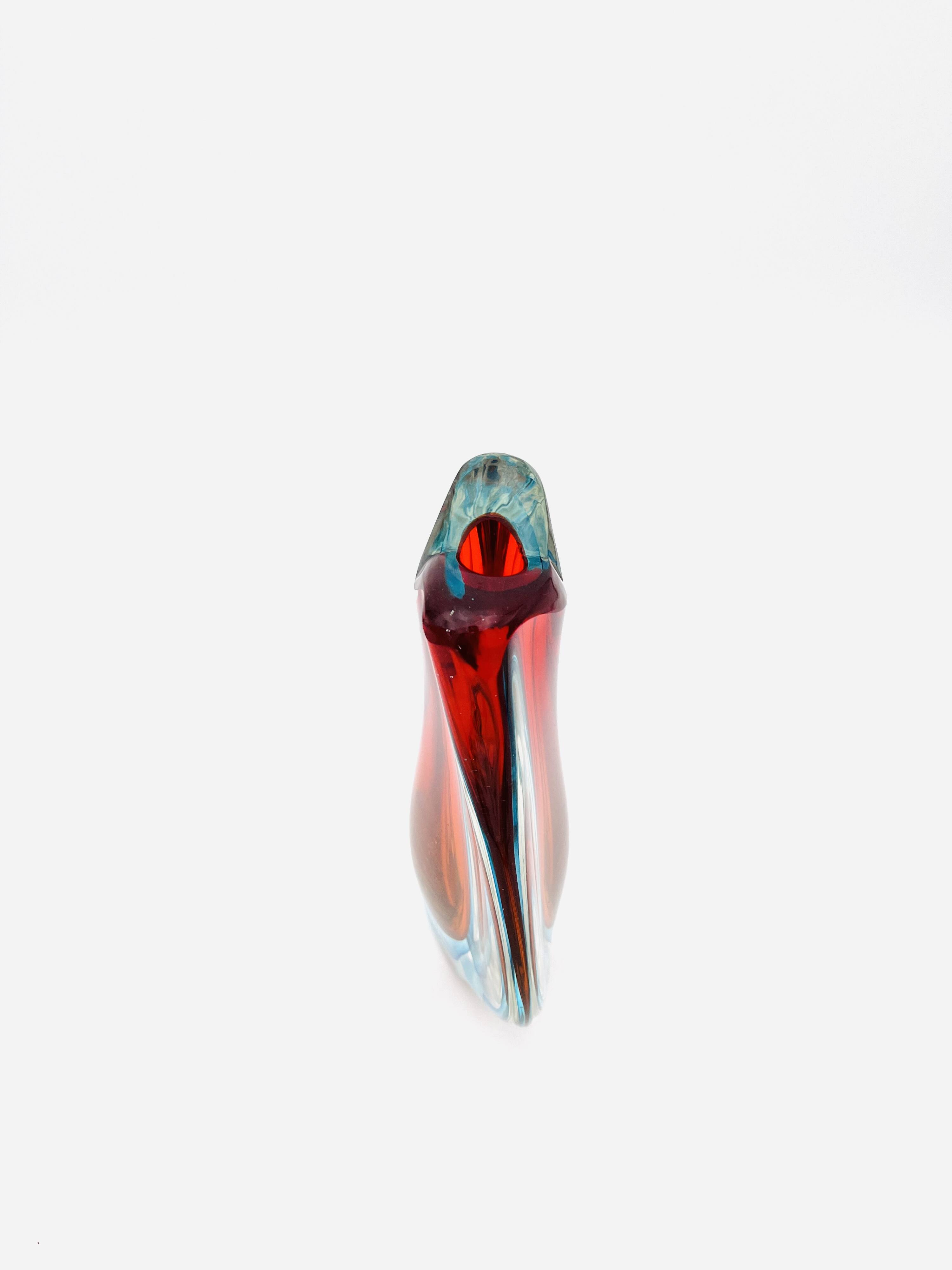 Large Sculptural Sommerso Vase Murano Flavio Poli Seguso Vetri d'Arte