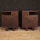 Pair of Italian nightstands in walnut and burl