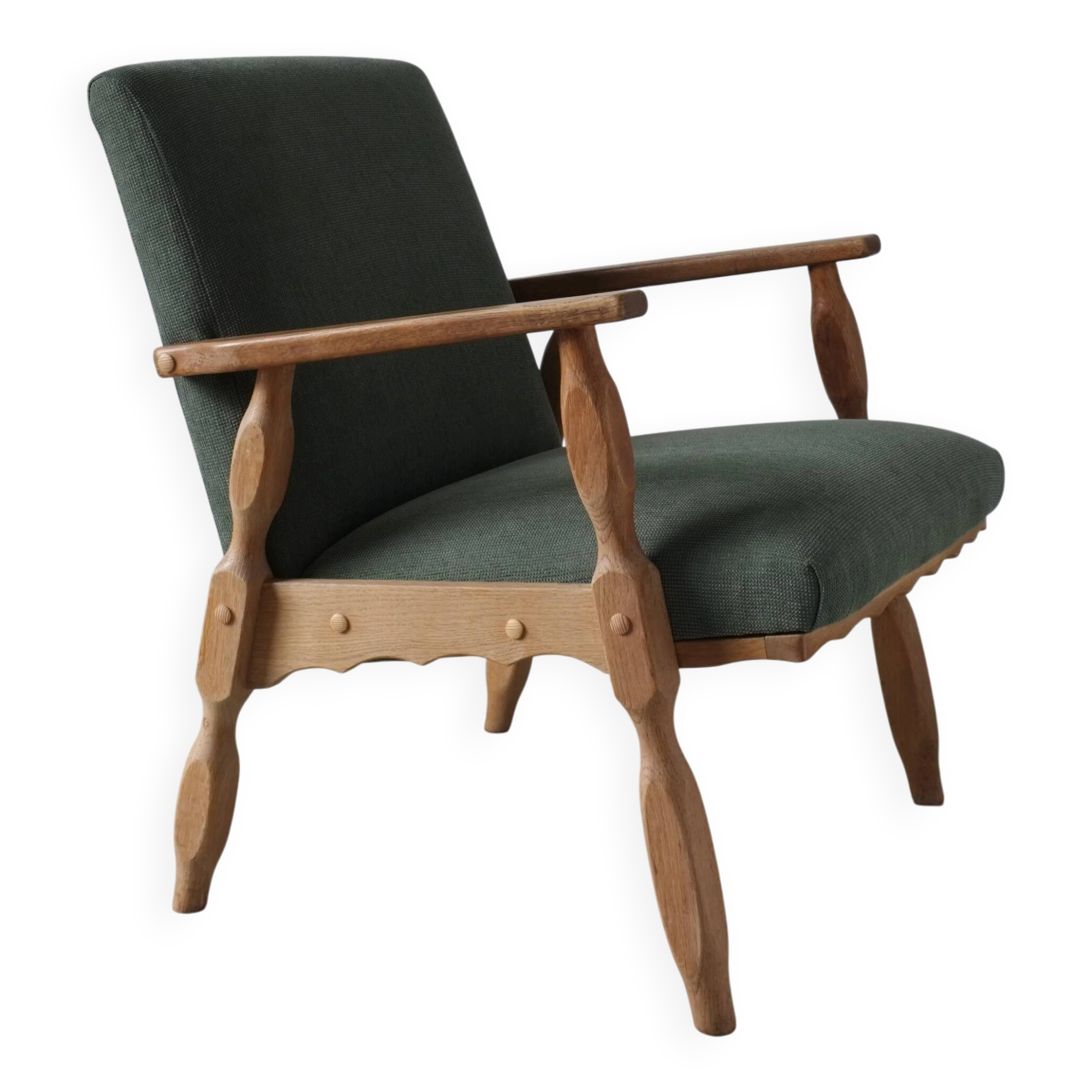 Henning Kjaernulf oak scalloped lounge chair | Denmark | 1950s
