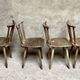 Series Set of 6 old rustic Western bistro chairs in original patina wood