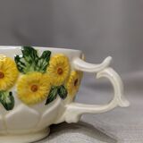 Sunflower flower cups and milk jug