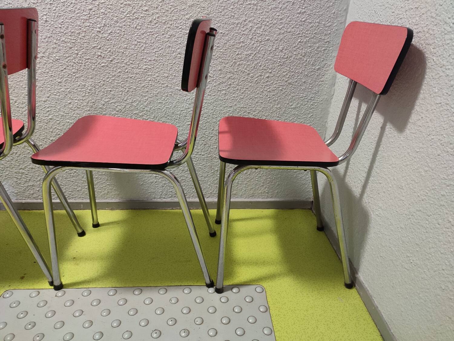 4 vintage red formica chairs