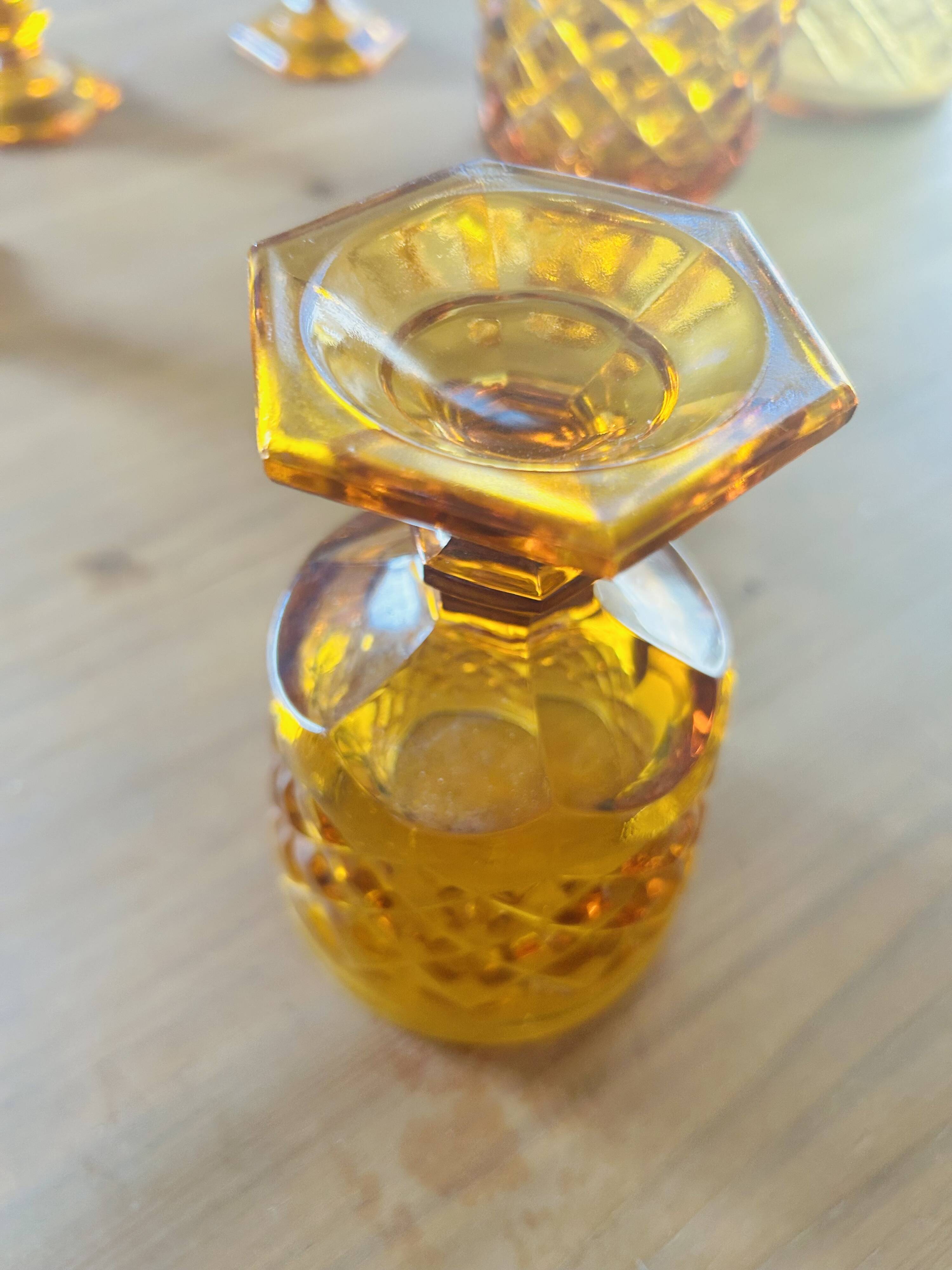 Vintage amber glass aperitif service – complete set – 1960s/70s