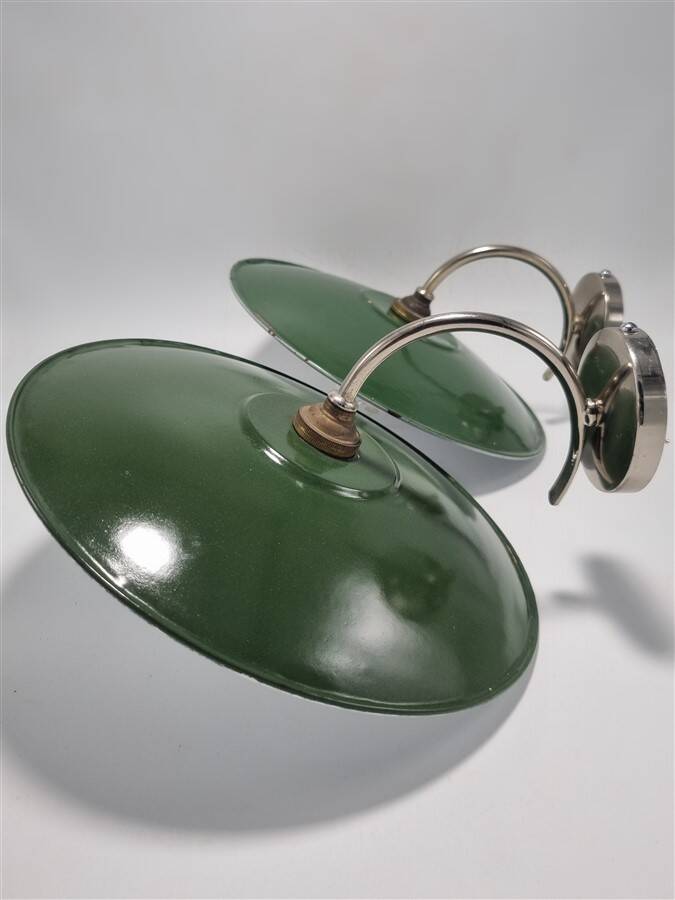Pair of enamelled sheet metal wall lights