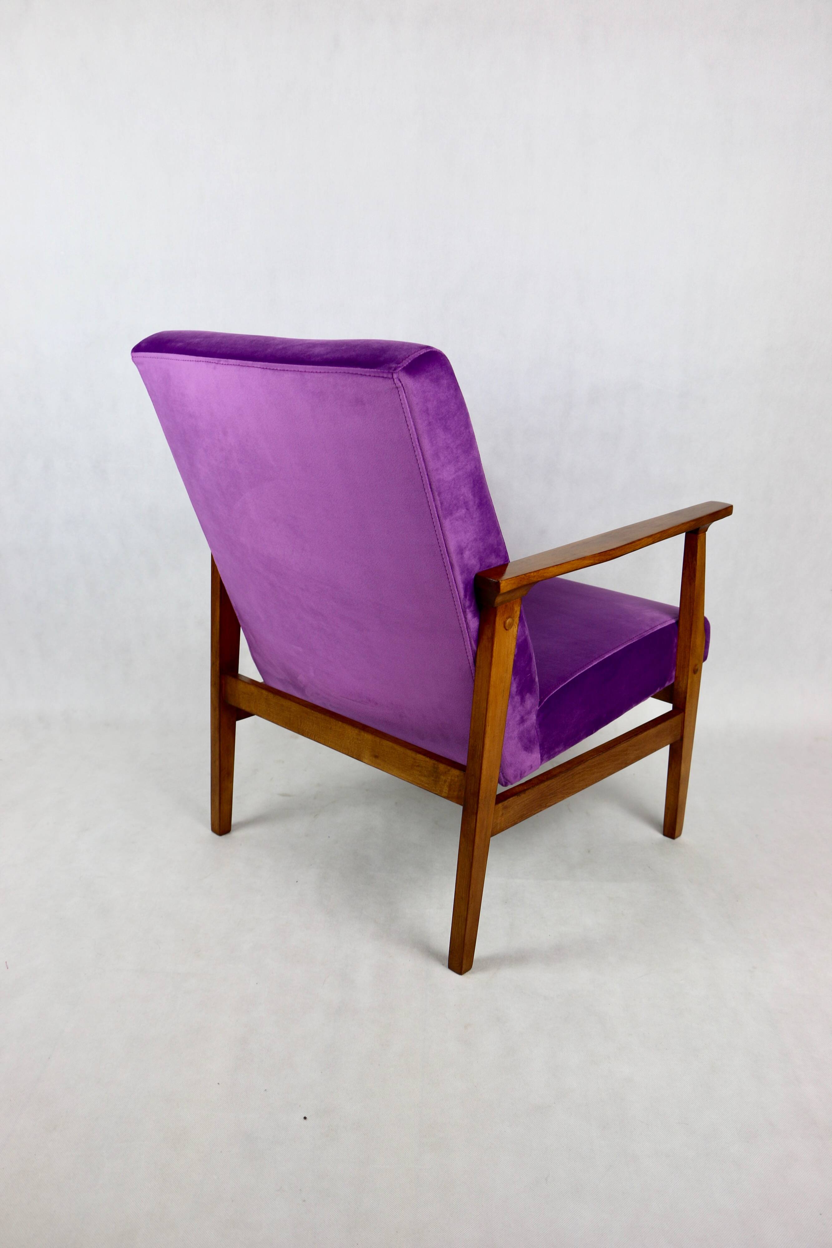 Vintage Violet Velvet Lounge Chair, 1970s