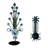 Mid-century modern Danish candle holders in metal and glass by Dantoft, 1960s, set of 2.