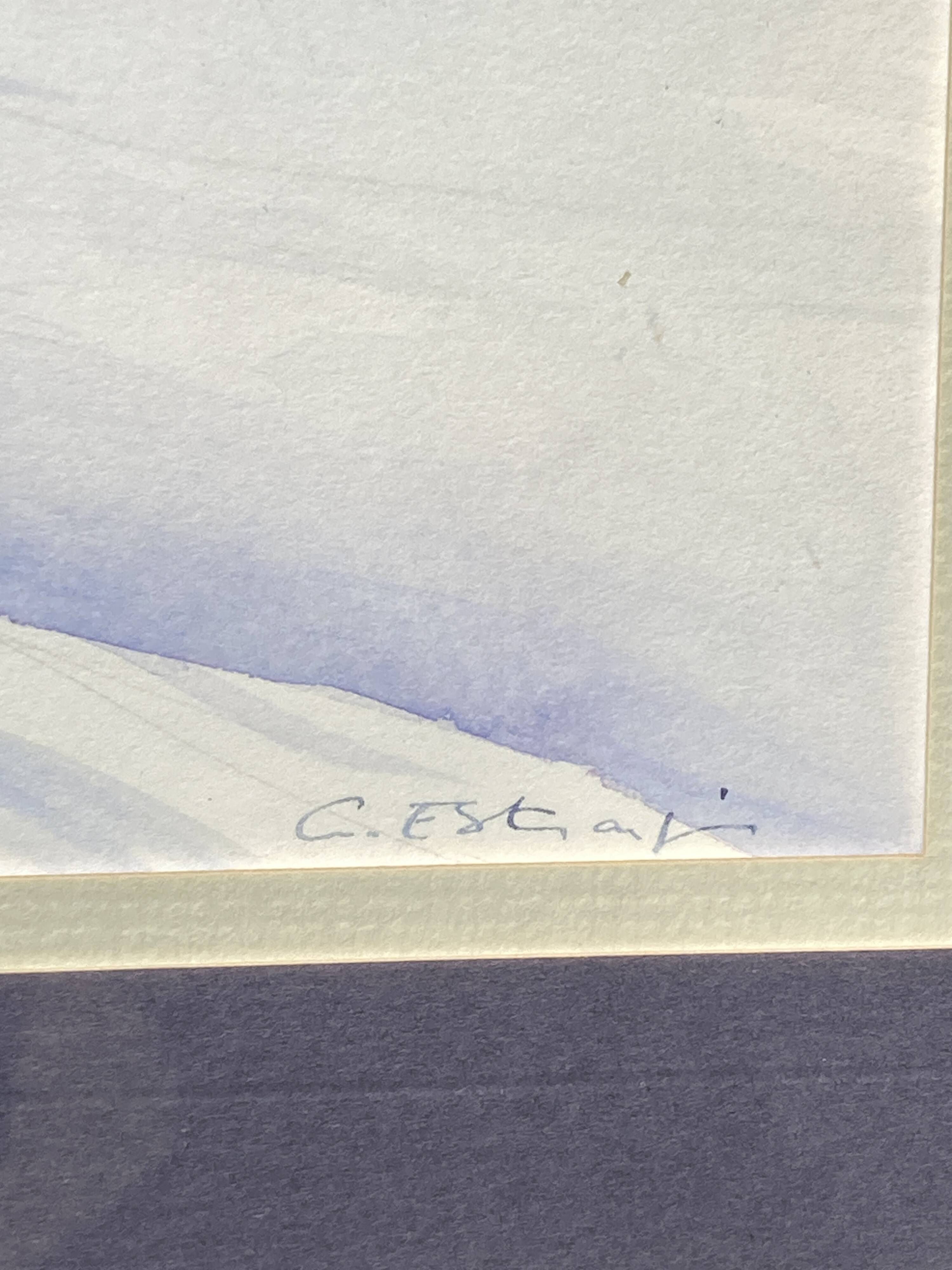 Framed entitled "first snow in the clamant son" by chantal estrangin