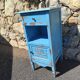 Old bedside table with 1 drawer and 1 door painted in lavender blue