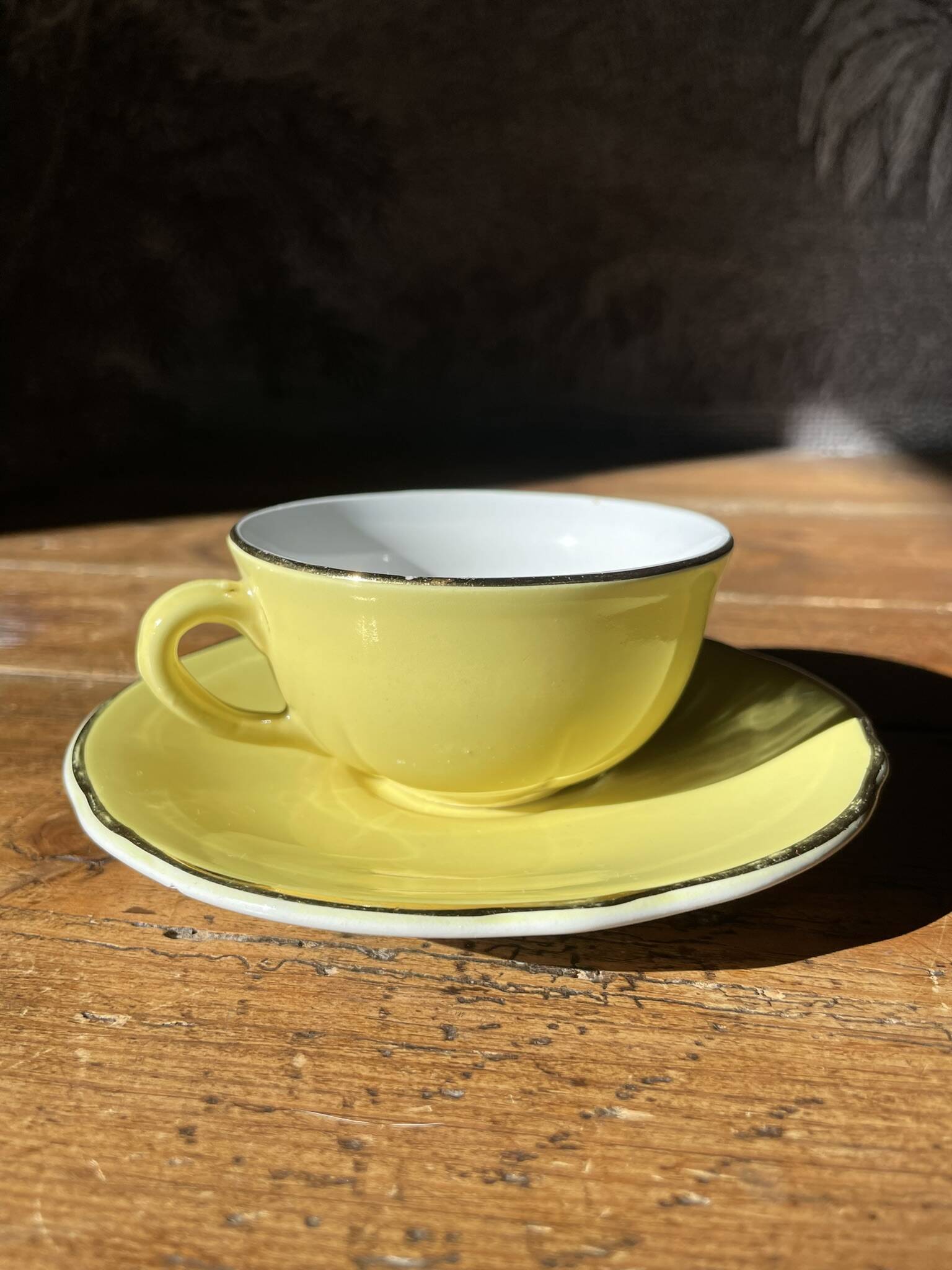 4 KG Lunéville yellow coffee cups