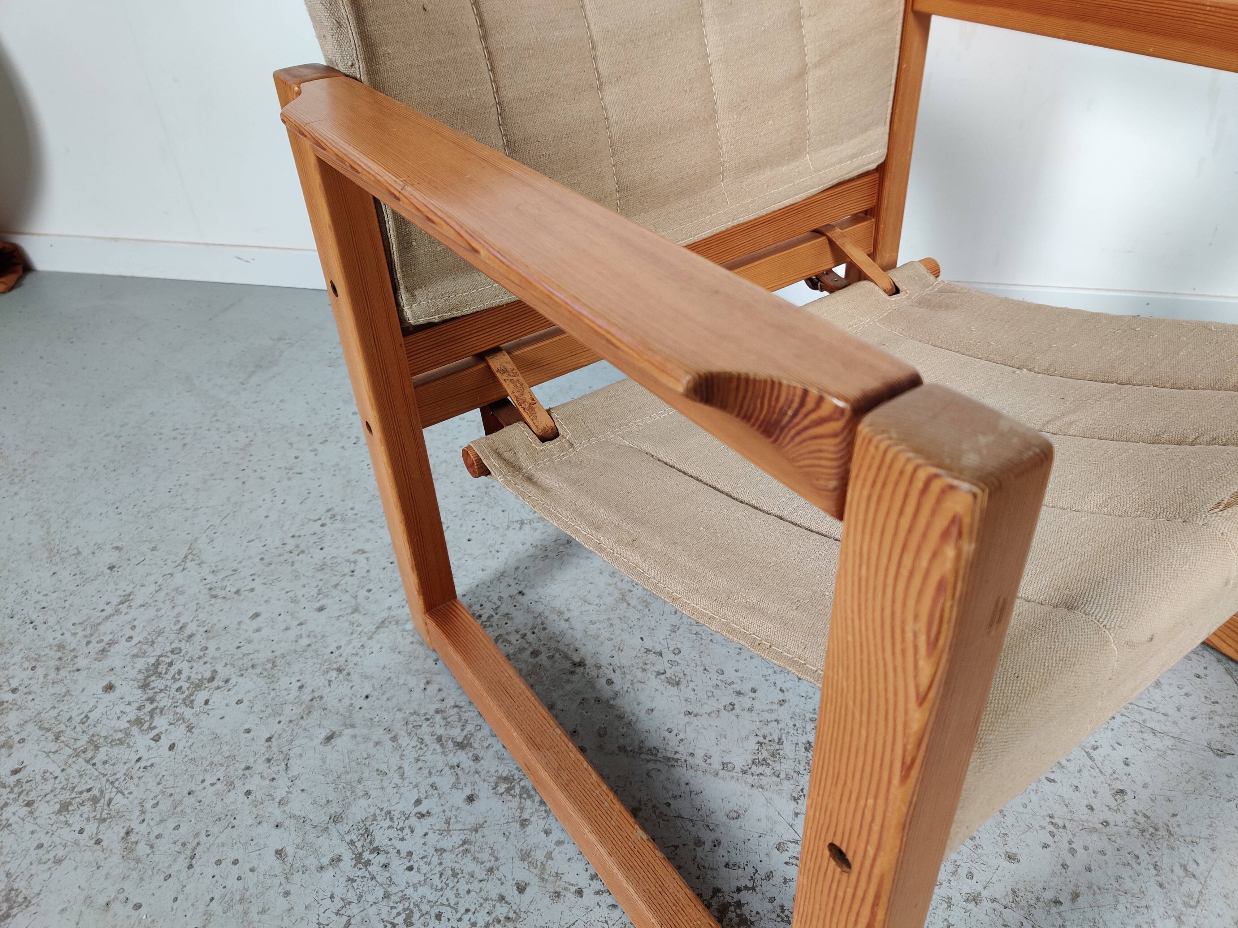 Pair of pine "safari" armchairs by Karin Mobring, 80s