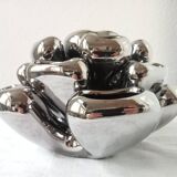 Vintage Vase • Alien • Chrome Ceramic • Post Space Age • 1980