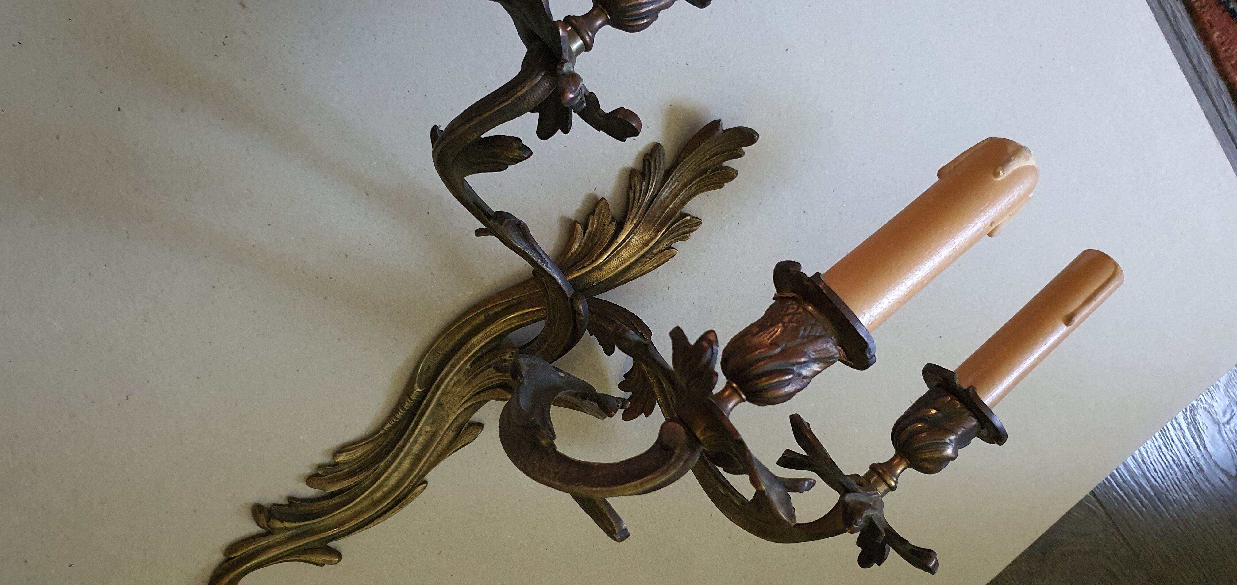 Pair of Louis XV bronze wall lamps