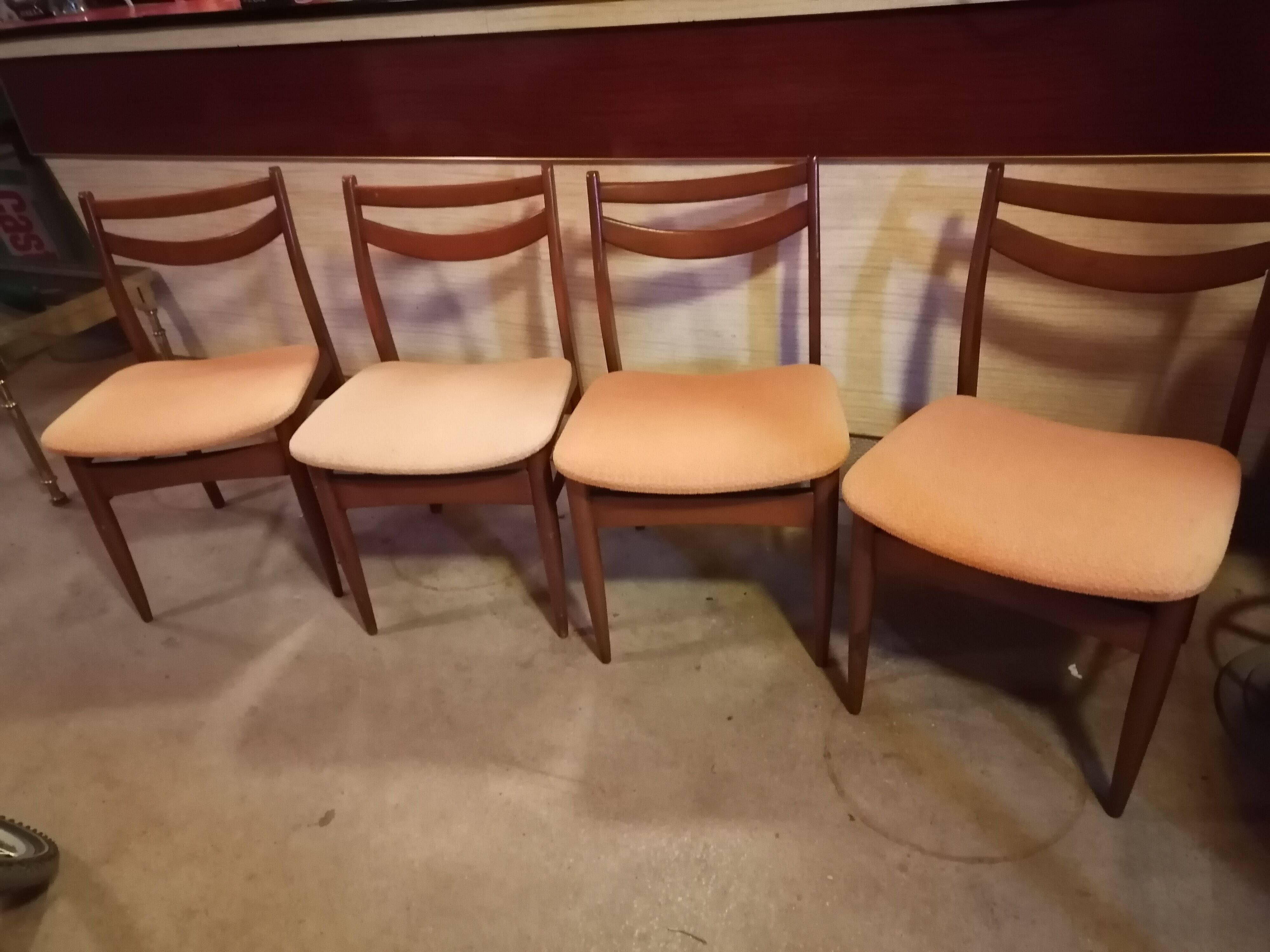 Set of 4 Scandinavian teak chairs 1960 fabric