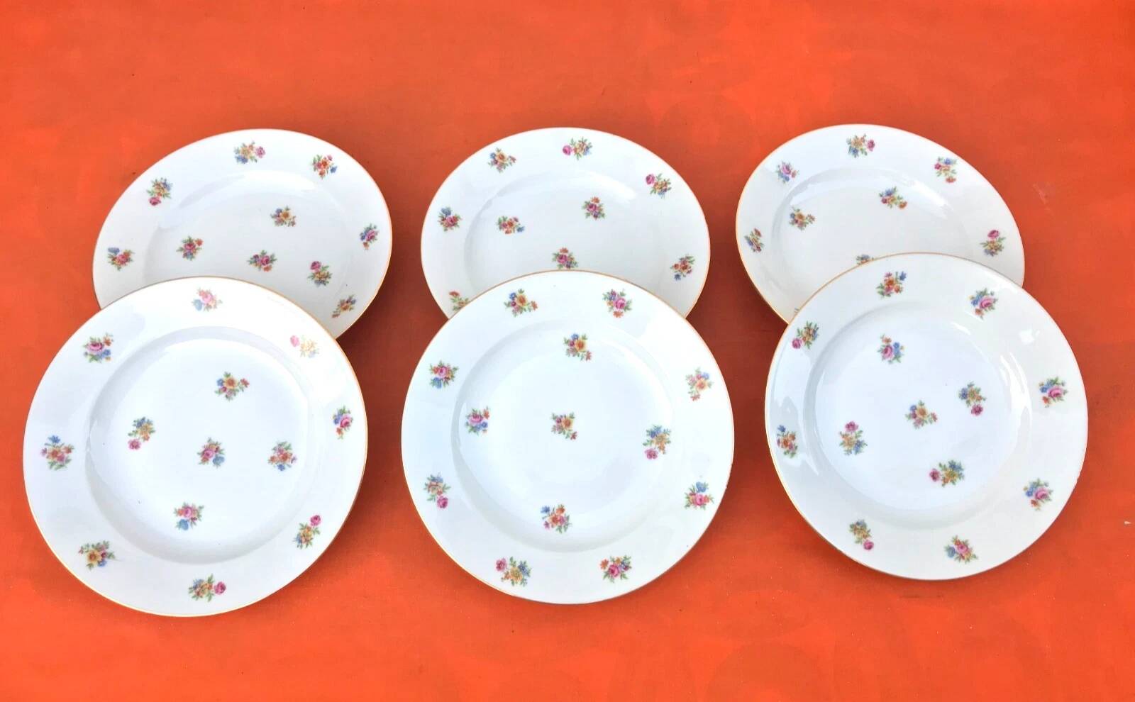 6 antique porcelain soup plates P.N France