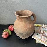 Poterie d’argile turque vintage, récipient en argile vieilli et antique / vase / petit