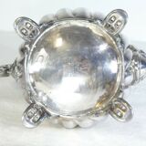 Silver flat silver metal teapot