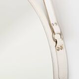 Jacques Adnet original cream leather mirror from around 1940.