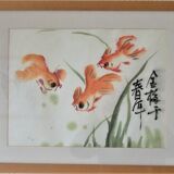 Tableau "les trois poissons " école vietnamienne