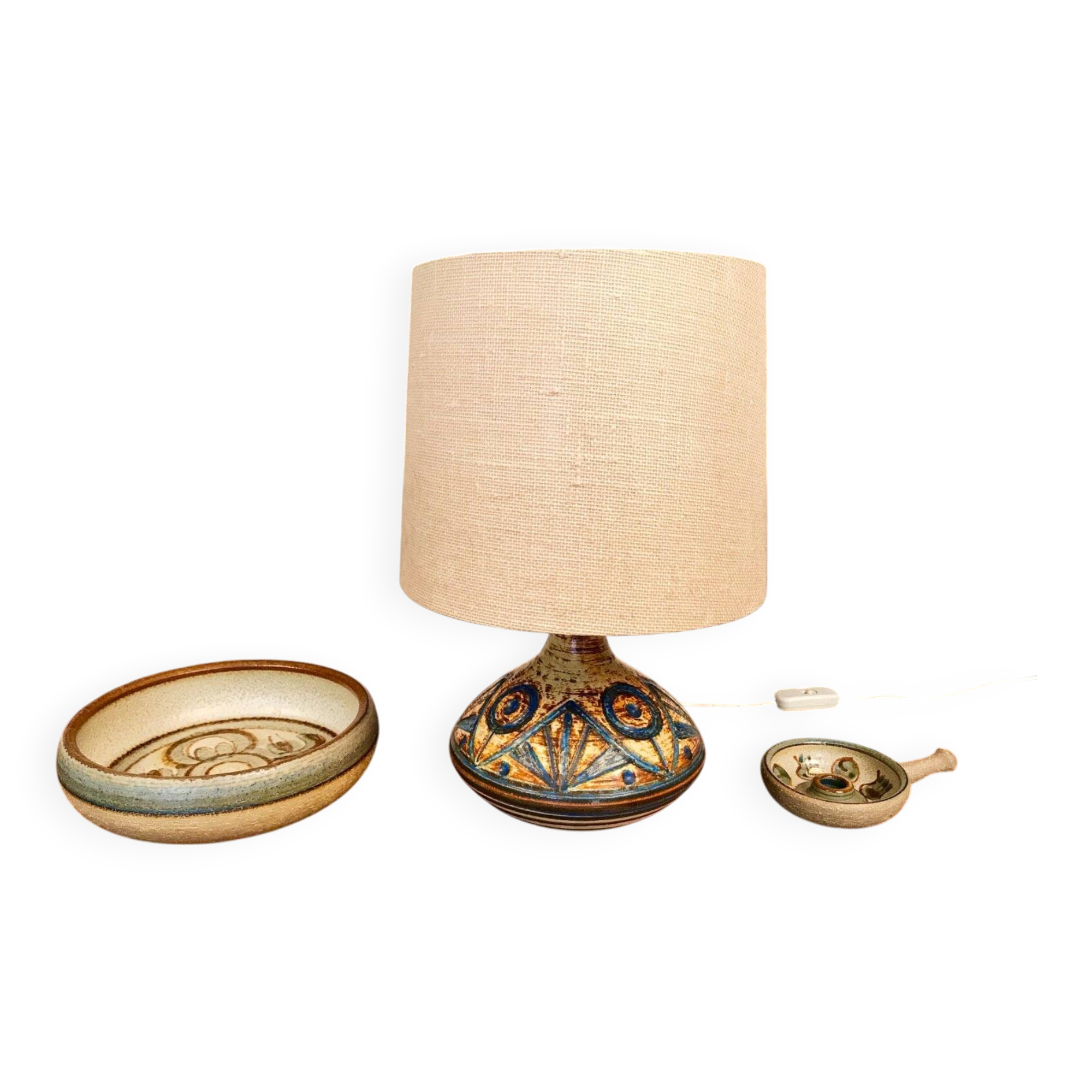 Ceramic table lamp, bow and candle holder by Noomi Backhausen for Søholm