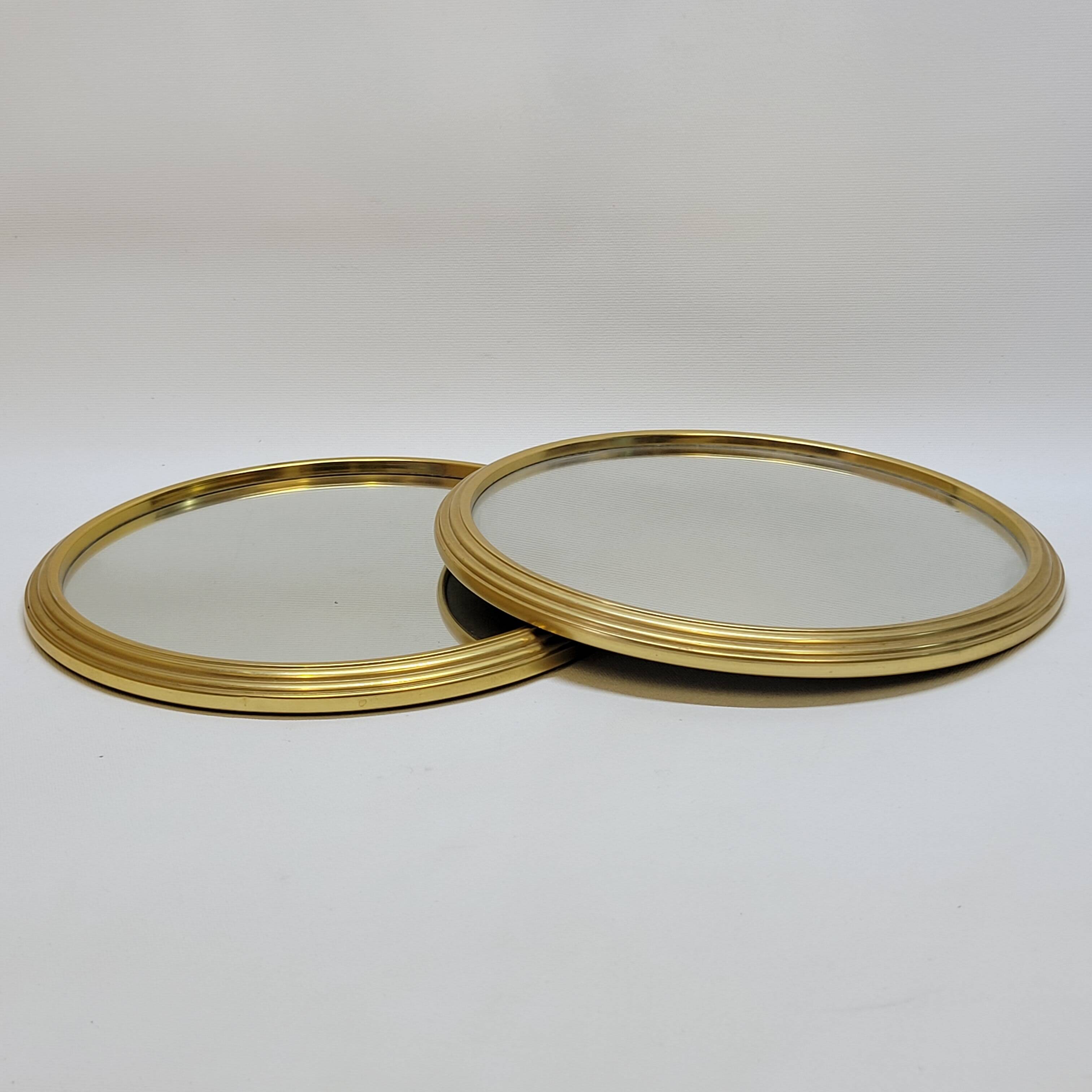 2 Vintage Mirrored and Gold Aluminum Serving Trays