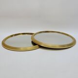 2 Vintage Mirrored and Gold Aluminum Serving Trays