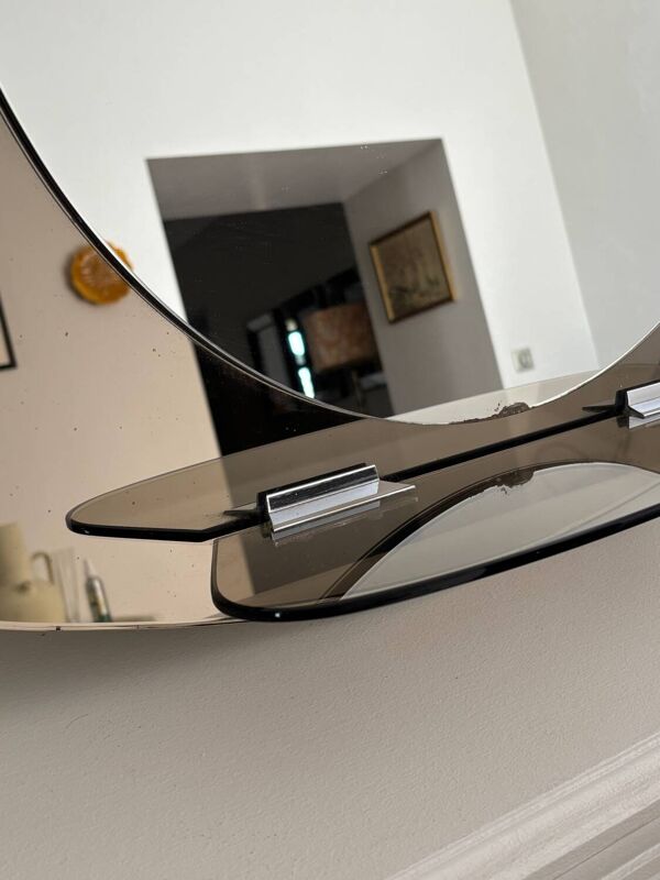 Miroir en verre fumé années 70 Fontana Arte