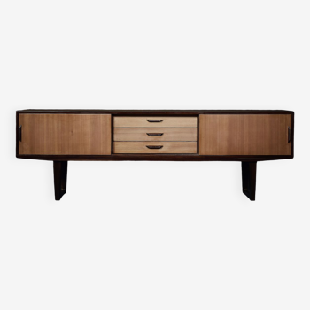 Mid-Century Danish Modern Exotic Wood Sideboard with Drawers, 1970s
