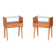 Mid-Century Modern Bedside Tables in Oak and Glass, 1950s, Set of 2
