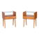 Mid-Century Modern Bedside Tables in Oak and Glass, 1950s, Set of 2