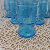 6 antique blue glass glasses