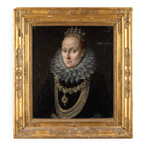 Ecole Flamande (XVII) - Portrait de la reine d’Angleterre Elisabeth Ier hui