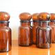 Amber vintage glass apothecary pot, cabochon lid