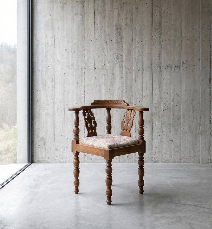 Vintage Danish Oak Corner Chair, 1940s