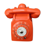 Ancien téléphone orange vintage s63 Socotel à cadran