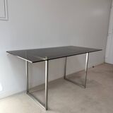 70s metal and smoked glass desk